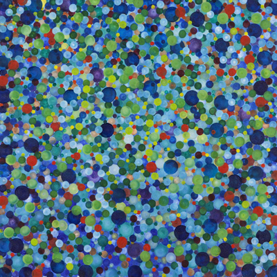 'Soap Bubbles Blue on Green' - 2011, Oil on Canvas, 100x100 cm