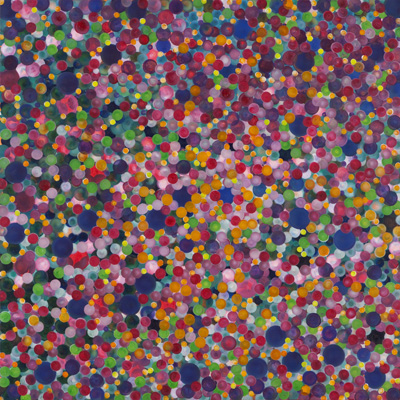 'Soap Bubbles Blue Orange on Magenta' - 2011, Oil on Canvas, 100x100 cm