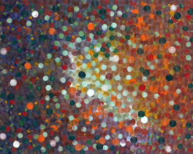 'Soap Bubbles Orange on Green' - 2009, Oil on Canvas, 100x80 cm