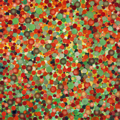 'Soap Bubbles Orange on Green' - 2011, Oil on Canvas, 100x100 cm